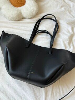 Polene Cyme Textured Black Large Tote